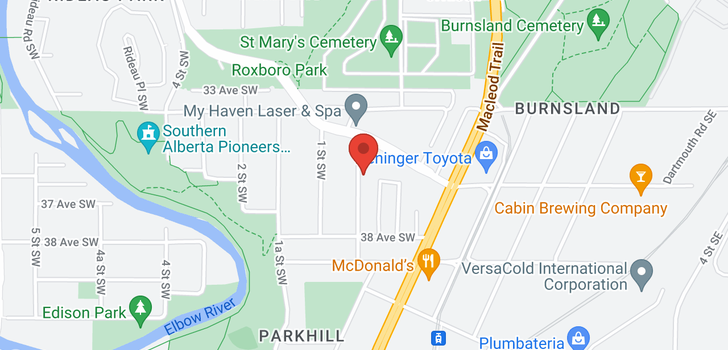 map of 3628 Parkhill Street SW